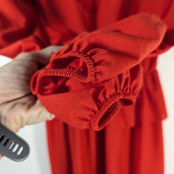 Vintage Retro JCPenney Red 80s Fashion Glam Dress Lace Ruffle Waist Skirt Size 6 - Picture 7 of 12